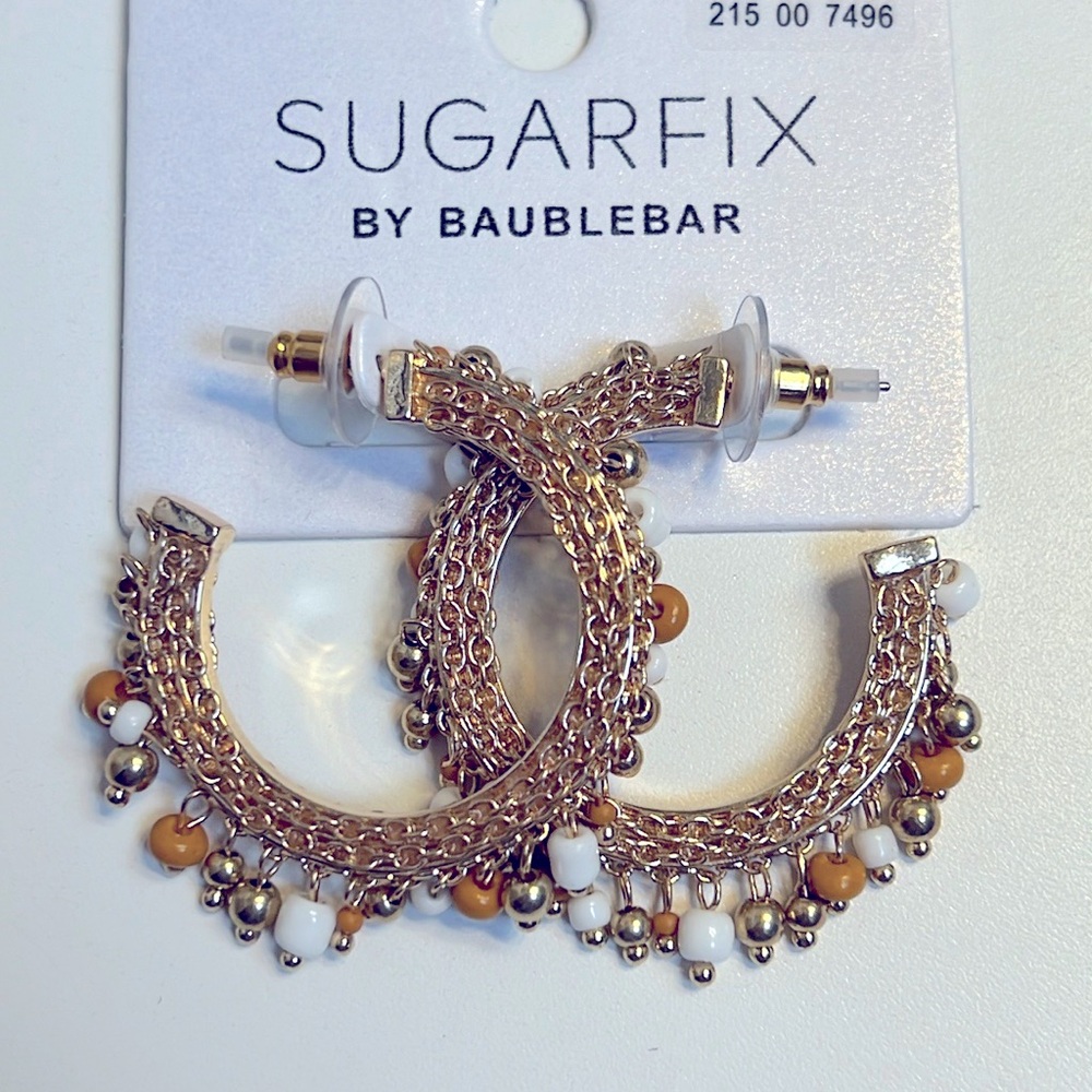 Baublebar Sugarfix gold tone hoop beaded earrings NWT